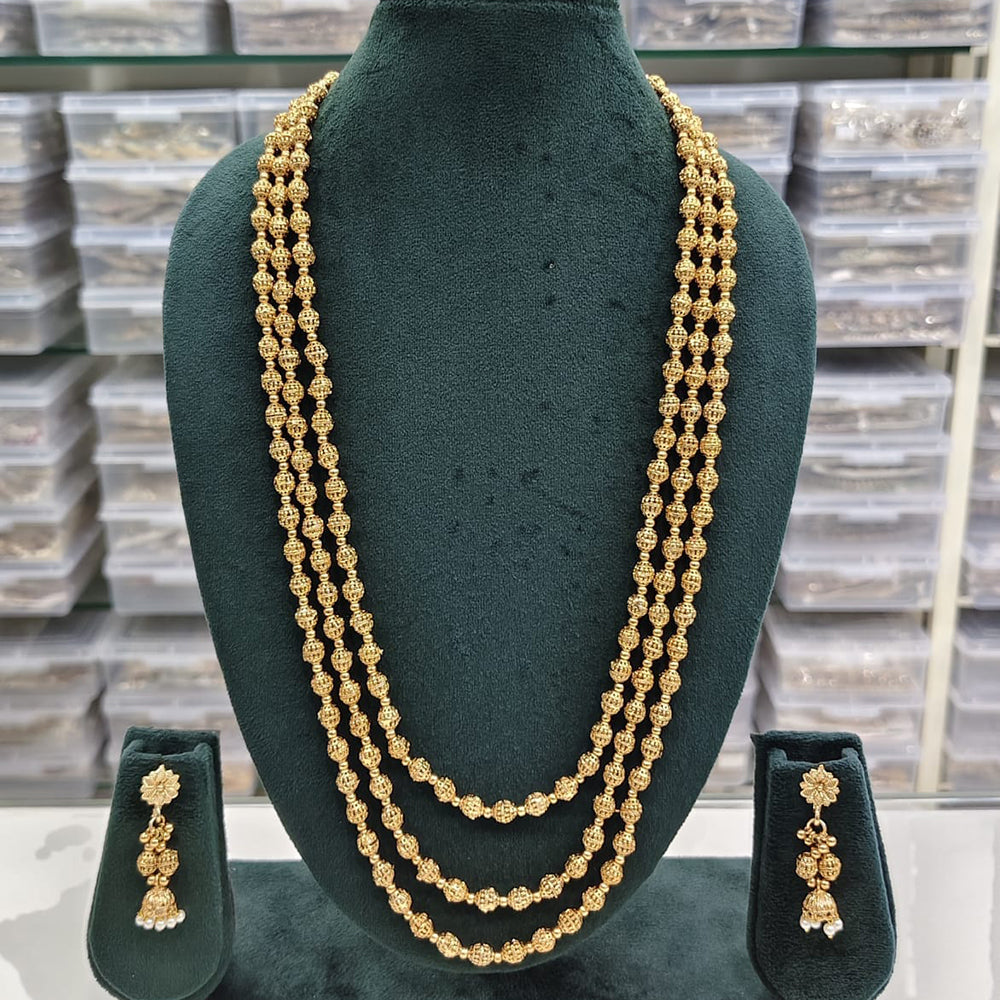 ZF Collection Traditional Beads Multi Layer Long Necklace Set 