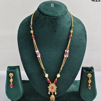 ZF Collection Traditional Pota Stone And Beads Long Necklace Set 