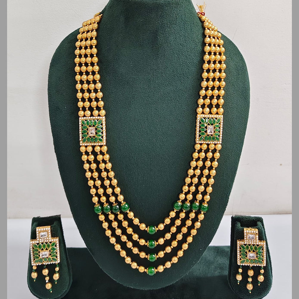 ZF Collection Traditional Pota Stone And Beads Long Necklace Set 