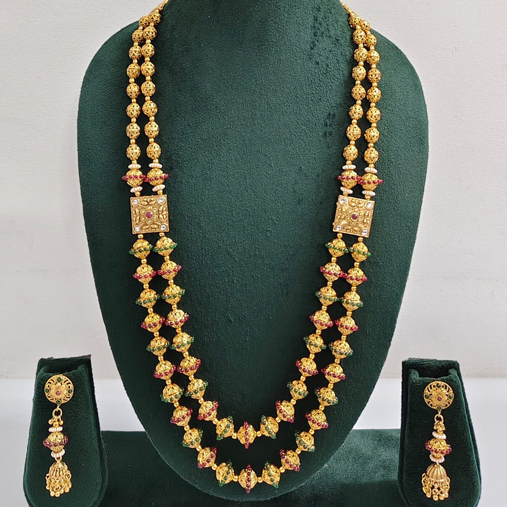 ZF Collection Traditional Pota Stone And Beads Long Necklace Set 