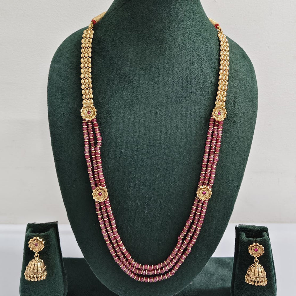ZF Collection Traditional Pota Stone And Beads Long Necklace Set 
