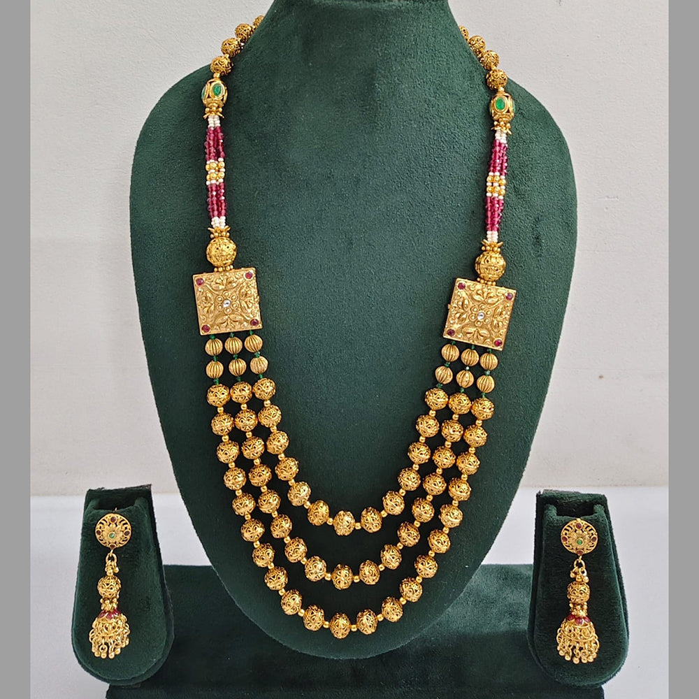 ZF Collection Traditional Pota Stone And Beads Long Necklace Set