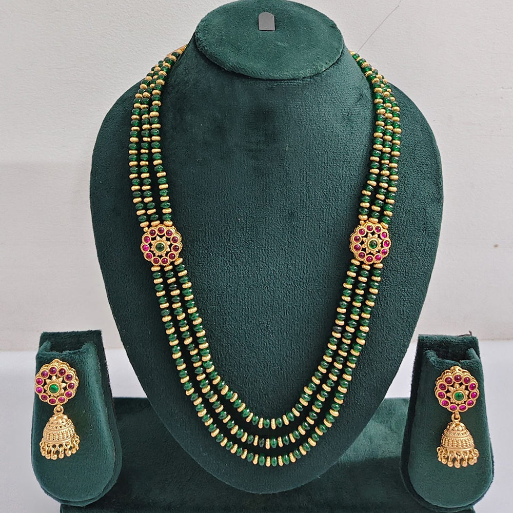 ZF Collection Traditional Pota Stone And Beads Long Necklace Set 
