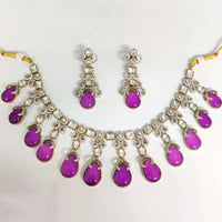 ZF Collection Festive Wear Polki Kundan Stone Necklace Set 