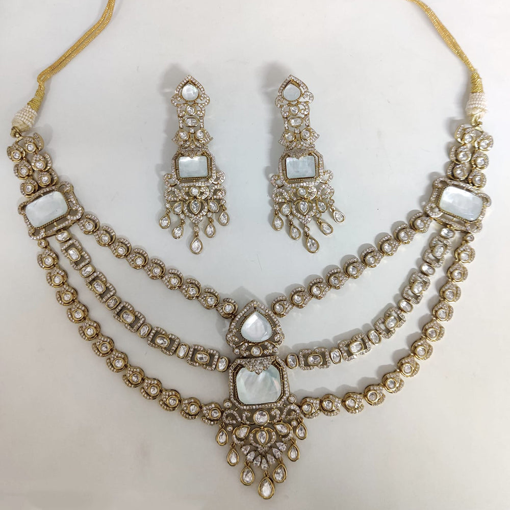 ZF Collection Festive Wear Polki Kundan Stone Necklace Set 