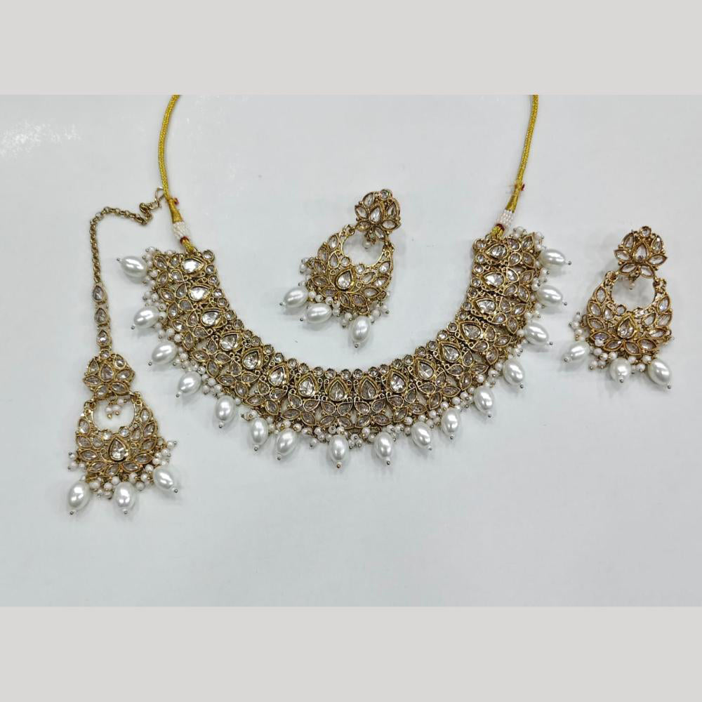 ZF Collection Glamorous Crystal Stone And Beads Necklace Set 
