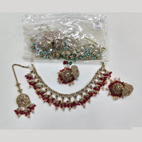 ZF Collection Glamorous Crystal Stone And Beads Necklace Set 