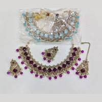 ZF Collection Glamorous Crystal Stone And Beads Necklace Set 