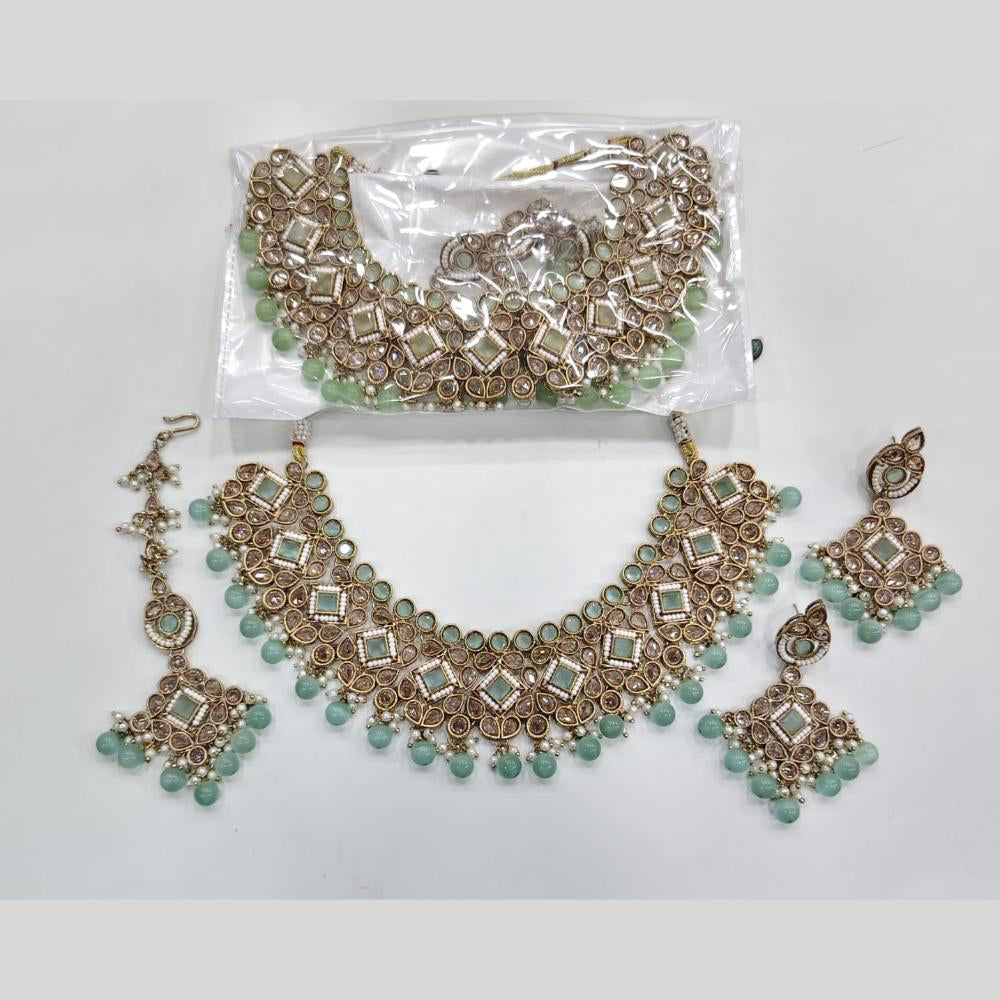 ZF Collection Glamorous Crystal Stone And Beads Necklace Set 