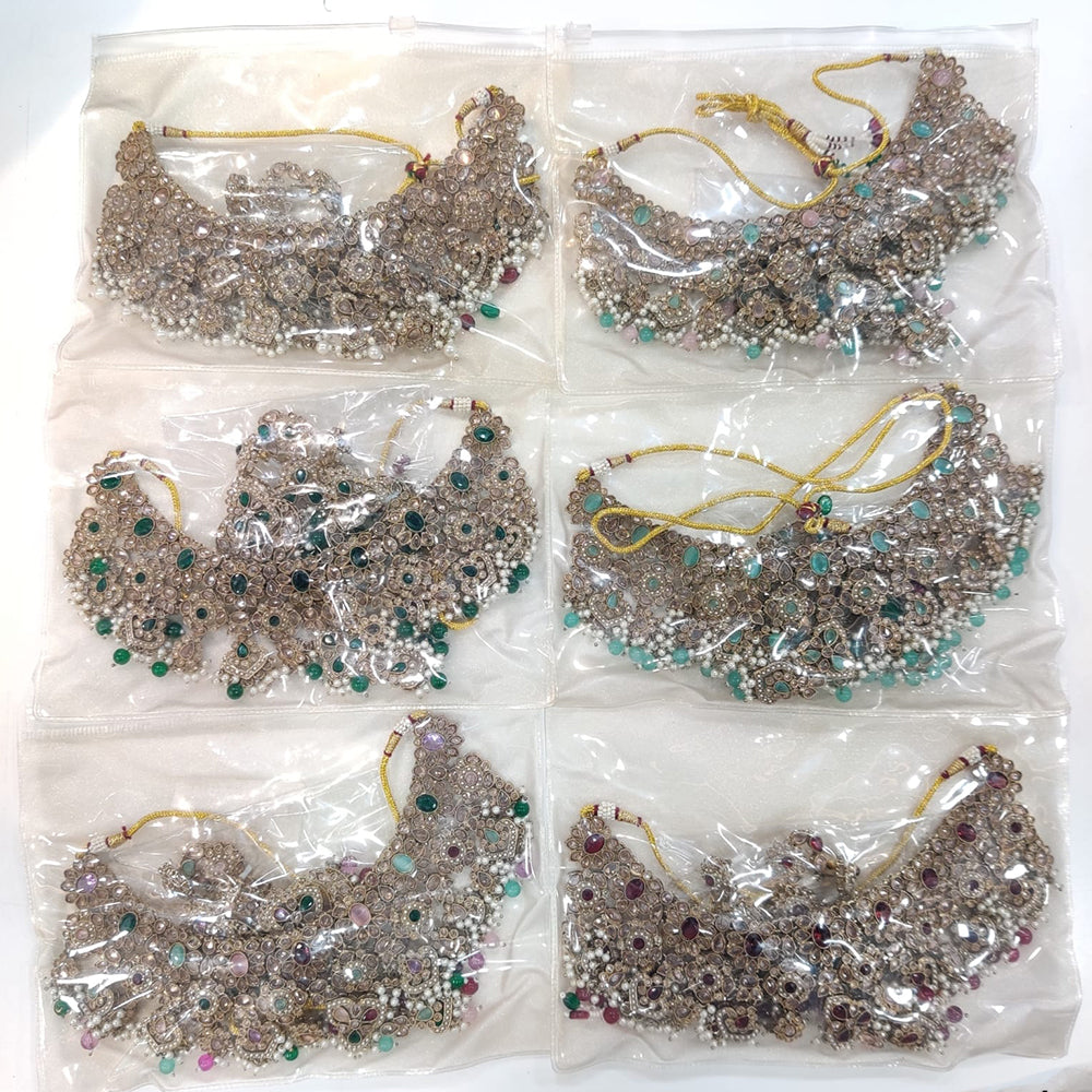 ZF Collection Glamorous Crystal Stone And Pearl Necklace Set
