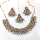 ZF Collection Glamorous Crystal Stone And Pearl Necklace Set