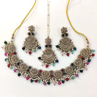 ZF Collection Glamorous Crystal Stone And Pearl Necklace Set