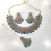 ZF Collection Glamorous Crystal Stone And Pearl Necklace Set
