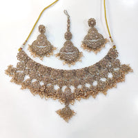 ZF Collection Glamorous Crystal Stone And Pearl Necklace Set