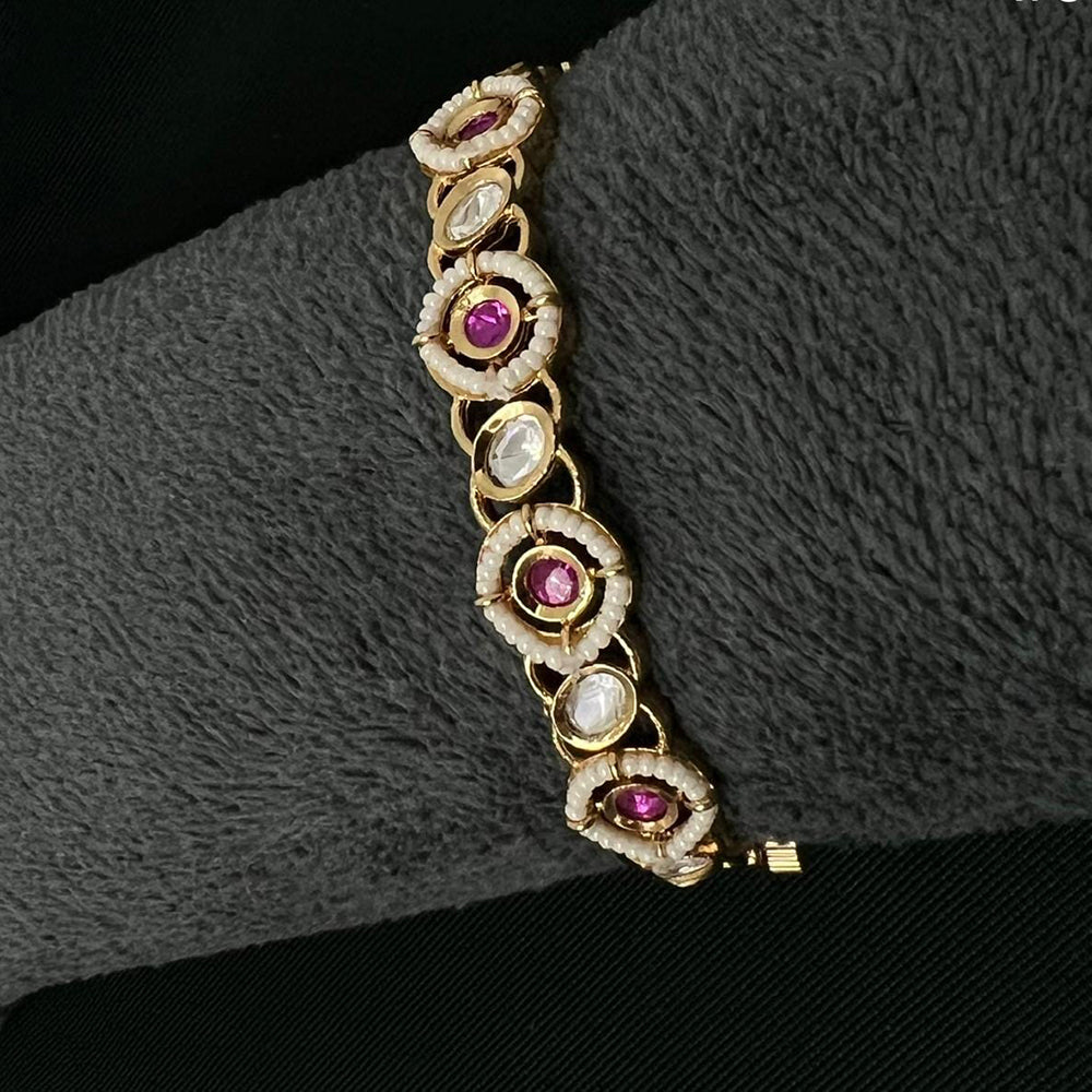 ZF Collection Designer Polki Kundan Stone And Pearl Bracelet