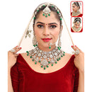 Shri Dwarkadhish Art Kundan Stone And Beads Semi Bridal Necklace Set