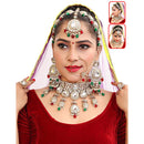 Shri Dwarkadhish Art Kundan Stone And Beads Semi Bridal Necklace Set