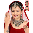 Shri Dwarkadhish Art Kundan Stone And Beads Semi Bridal Necklace Set