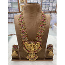 Ridhi Art Jewellery South Indian Pota Stone And Pearl Long Temple Necklace Set