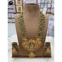 Ridhi Art Jewellery South Indian Pota Stone And Pearl Long Temple Necklace Set