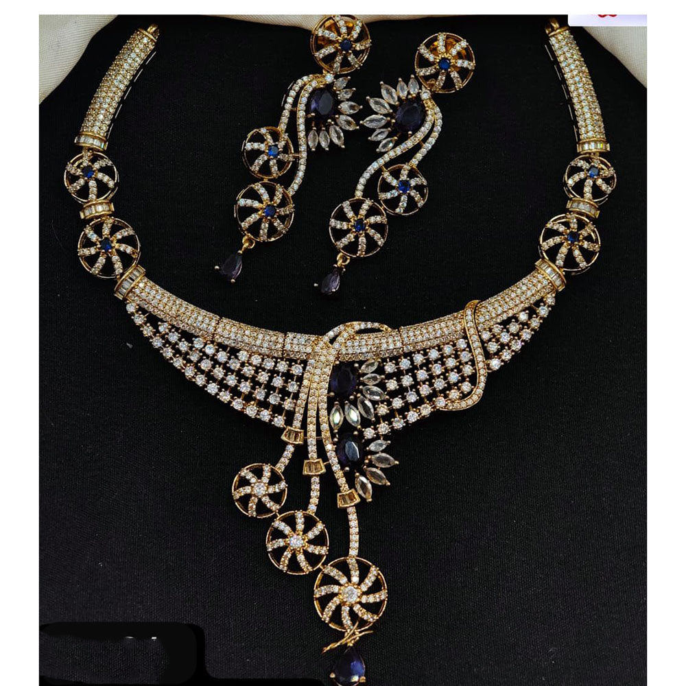Ridhi Art Jewellery Classic American Diamond Statement Necklace Set