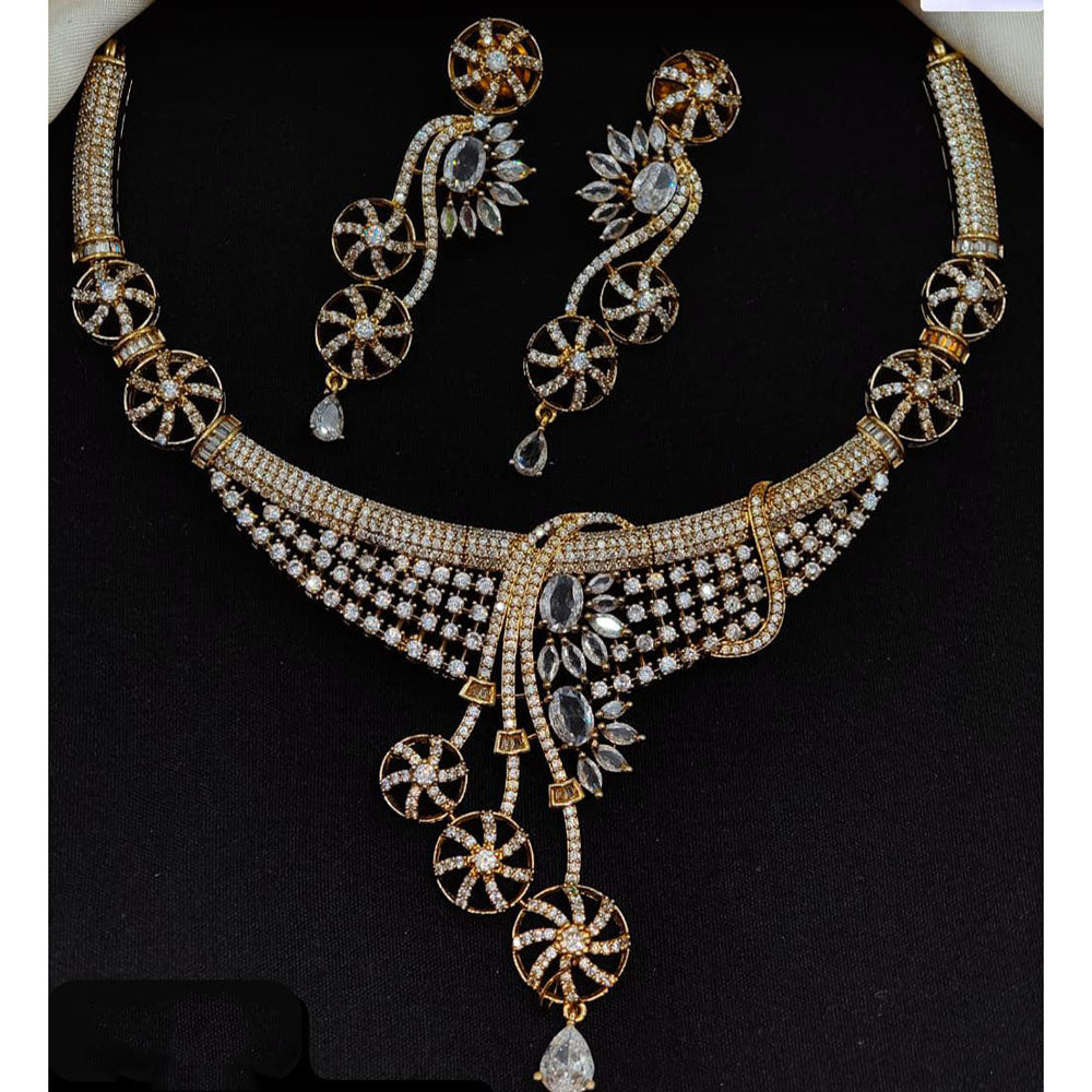 Ridhi Art Jewellery Classic American Diamond Statement Necklace Set