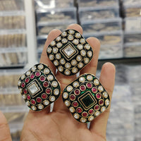 Ridhi Art Jewellery Traditional Pota Stone Meenakari Finger Ring