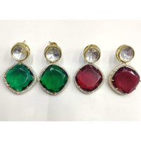 Ridhi Art Jewellery Pota Stone Designer Dangler Earrings