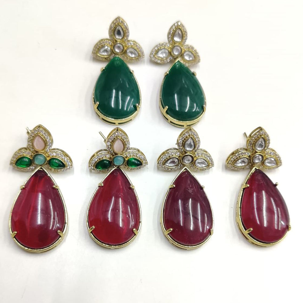 Ridhi Art Jewellery Pota Stone Designer Dangler Earrings