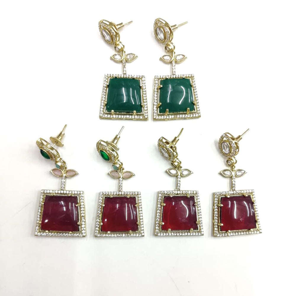 Ridhi Art Jewellery Pota Stone Designer Dangler Earrings