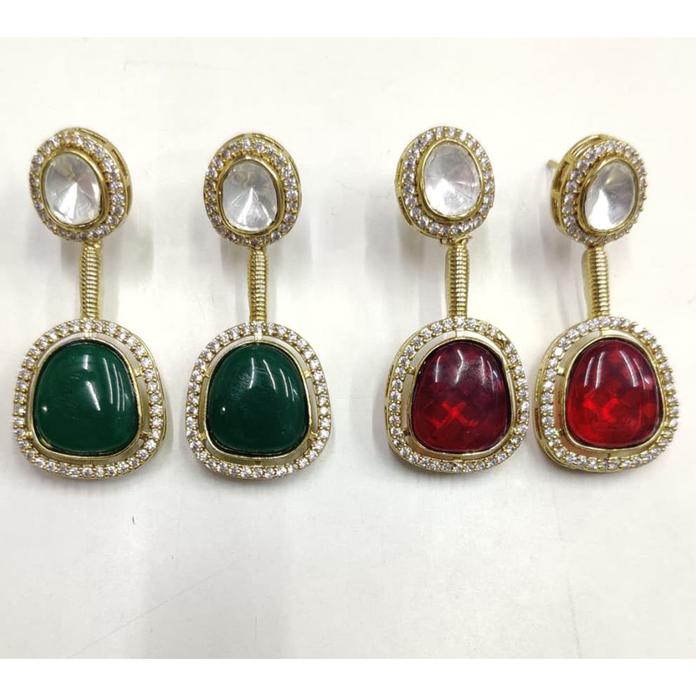 Ridhi Art Jewellery Pota Stone Designer Dangler Earrings