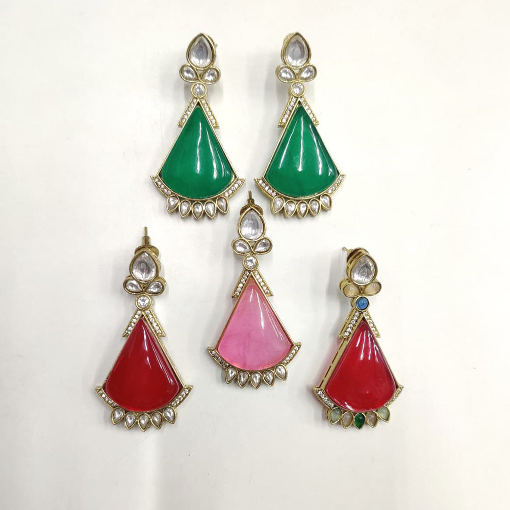 Ridhi Art Jewellery Pota Stone Designer Dangler Earrings