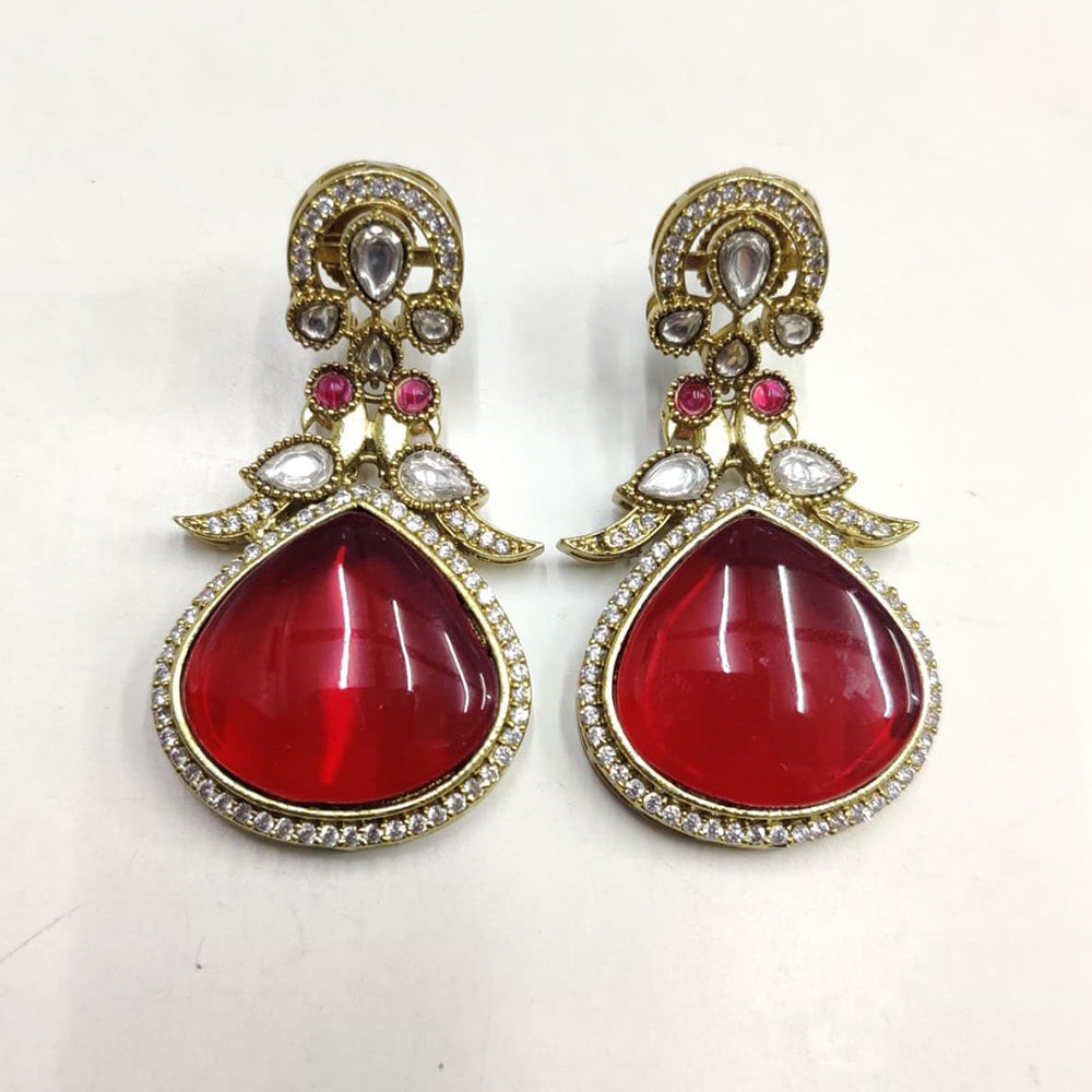 Ridhi Art Jewellery Pota Stone Designer Dangler Earrings