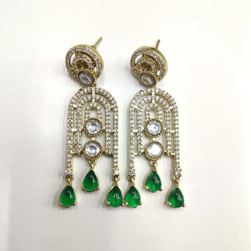 Ridhi Art Jewellery Pota Stone And Austrian Stone Designer Dangler Earrings