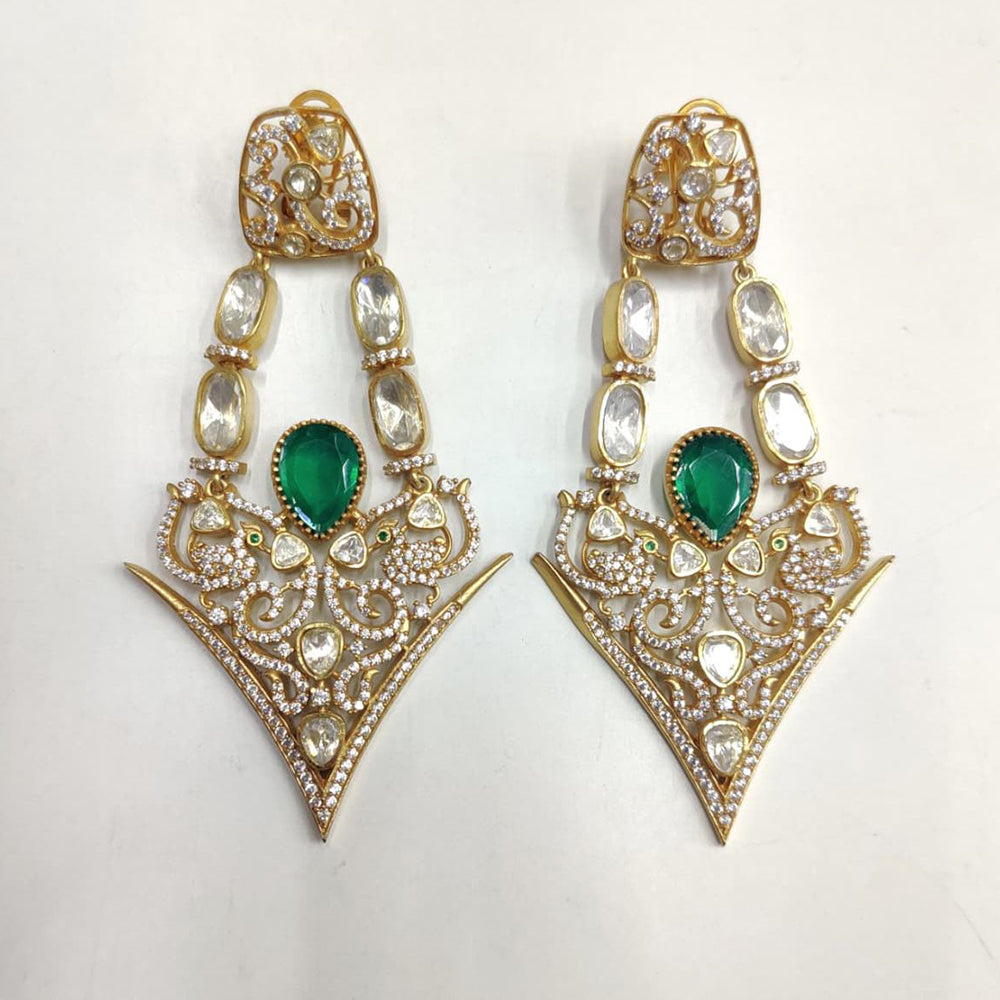 Ridhi Art Jewellery Pota Stone And Austrian Stone Designer Dangler Earrings