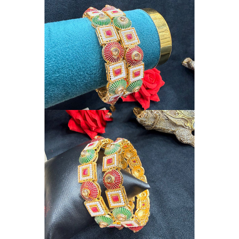 Ridhi Art Jewellery Elegant Pota Stone Meenakari Designer Bangles Set