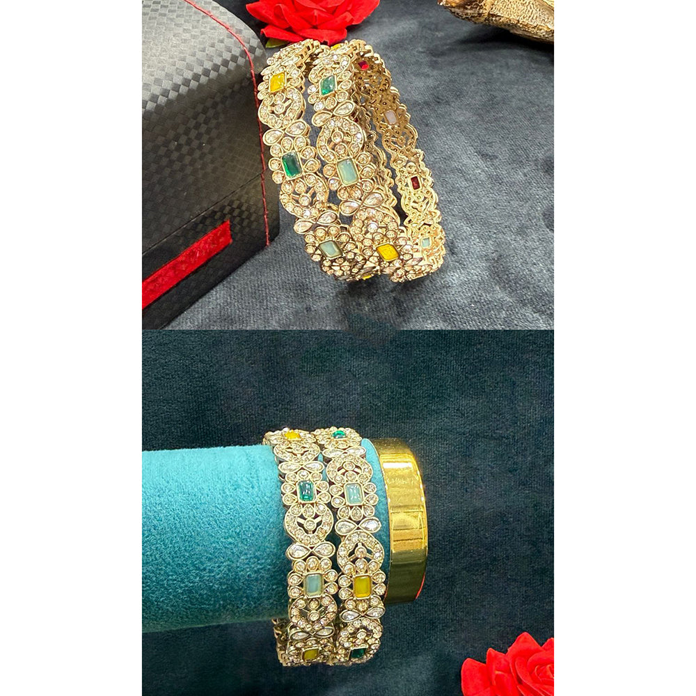 Ridhi Art Jewellery Elegant Pota Stone Designer Bangles Set