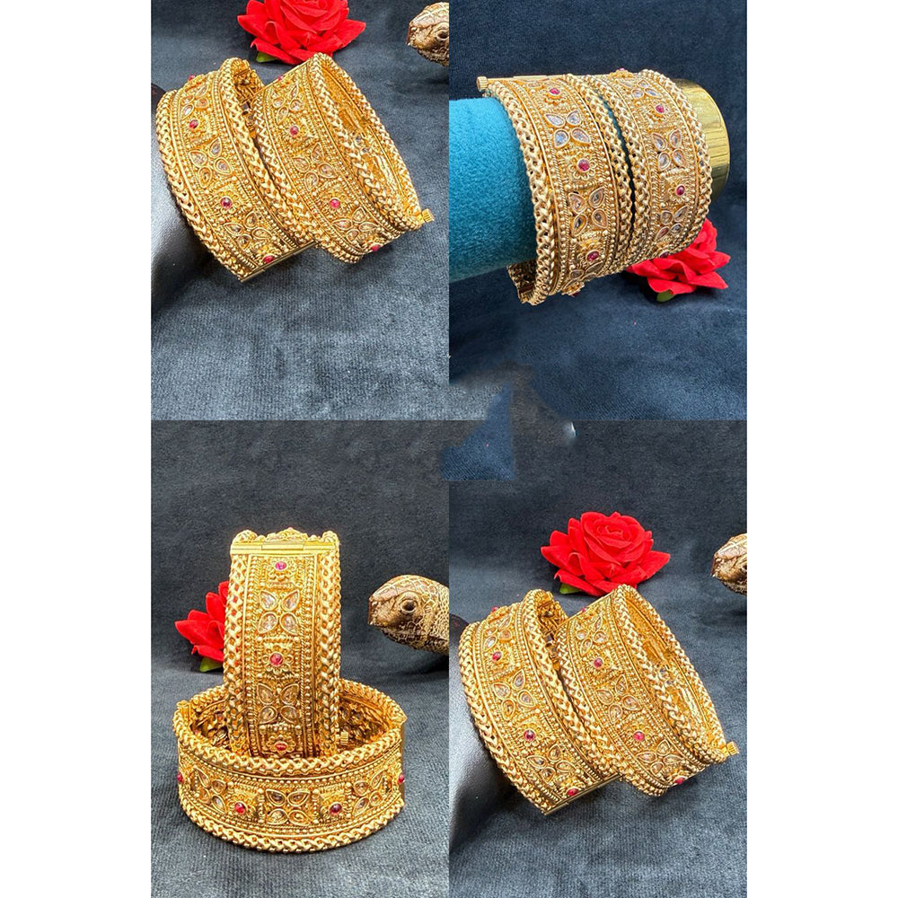 Ridhi Art Jewellery Elegant Pota Stone Designer Openable Bangles Set