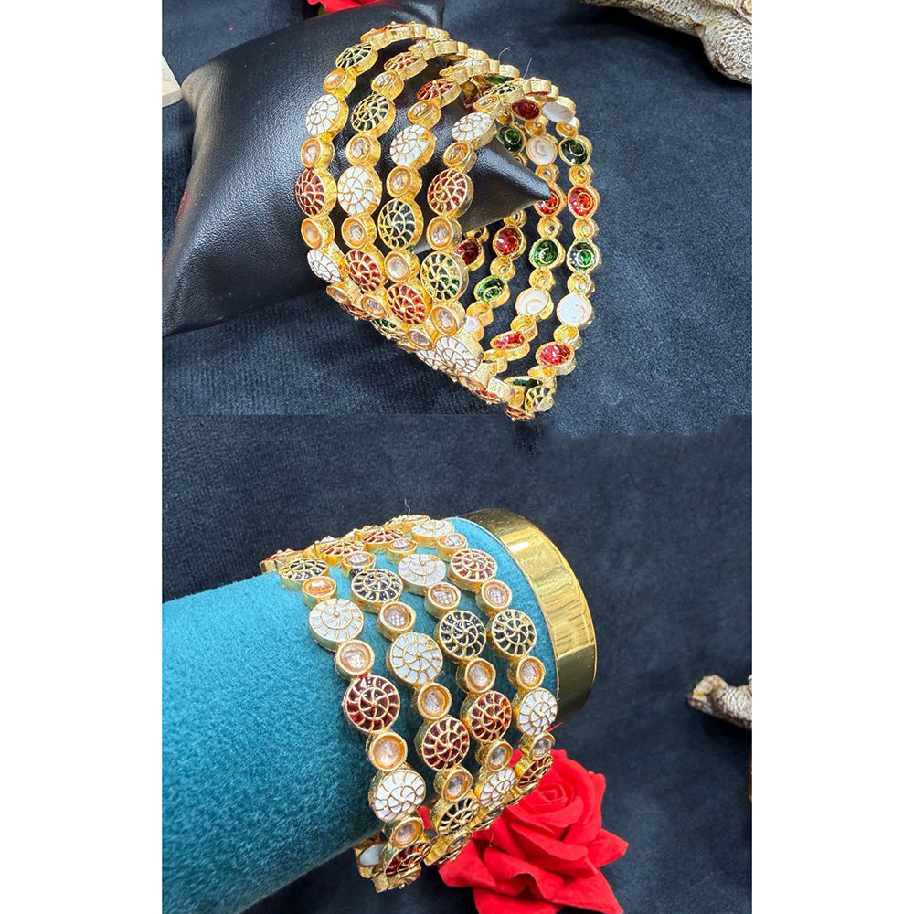 Ridhi Art Jewellery Elegant Crystal Stone Meenakari Designer Bangles Set
