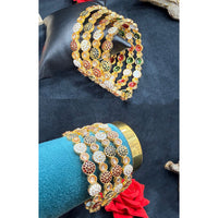 Ridhi Art Jewellery Elegant Crystal Stone Meenakari Designer Bangles Set