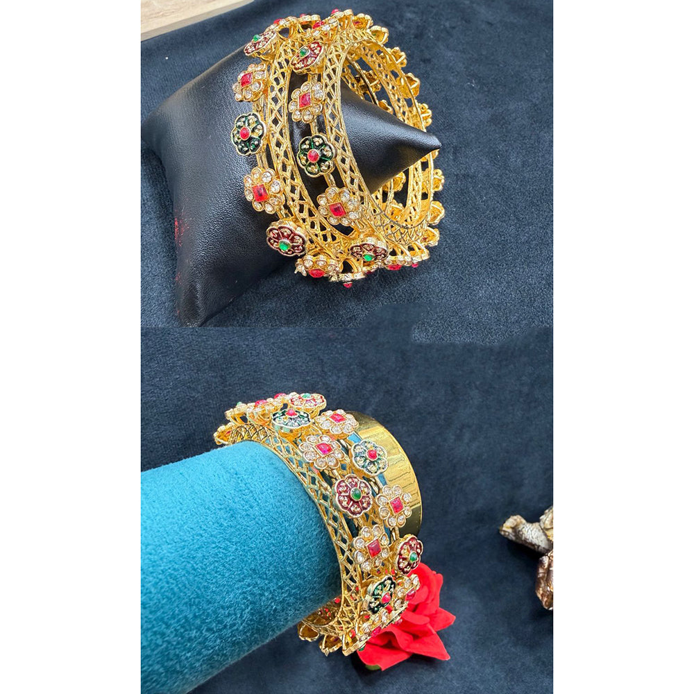 Ridhi Art Jewellery Elegant Pota Stone Meenakari Designer Bangles Set
