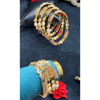 Ridhi Art Jewellery Elegant Austrian Stone Meenakari Designer Bangles Set