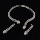 Ridhi Art Jewellery Glamorous American Diamond And Pearl Choker Necklace Set