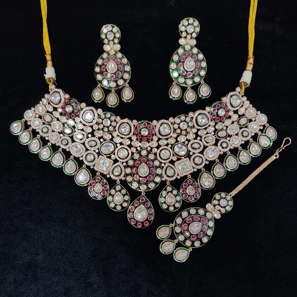 Ridhi Art Jewellery Festive Glam Polki Kundan And Austrian Stone Choker Necklace Set