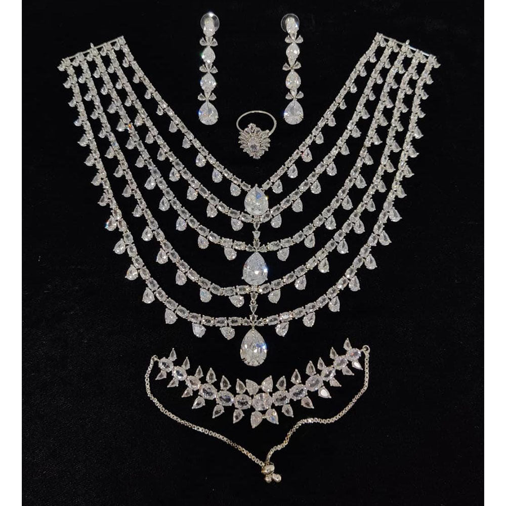 Ridhi Art Jewellery Premium American Diamond Jewellery Combo Set