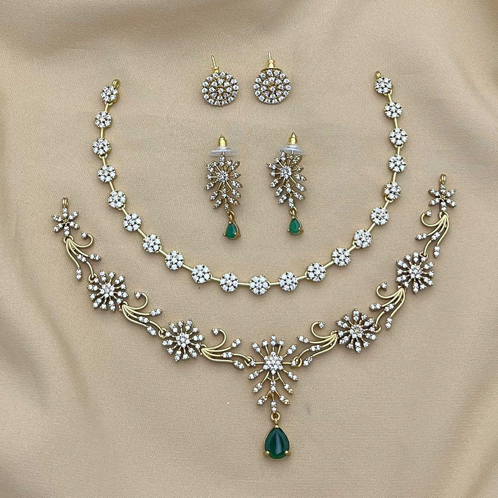 Ridhi Art Jewellery Premium American Diamond Jewellery Combo Set