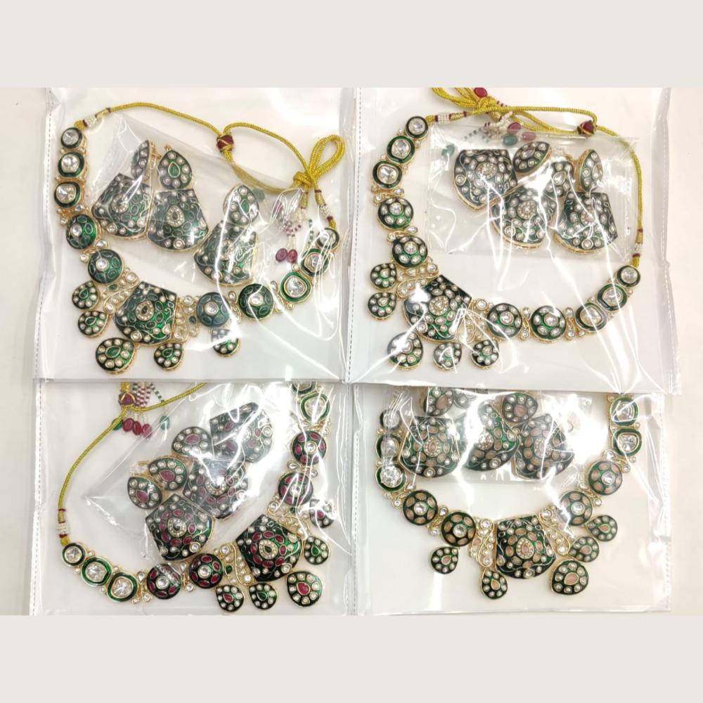 Ridhi Art Jewellery Luxury Pota Stone meenakari Necklace Set