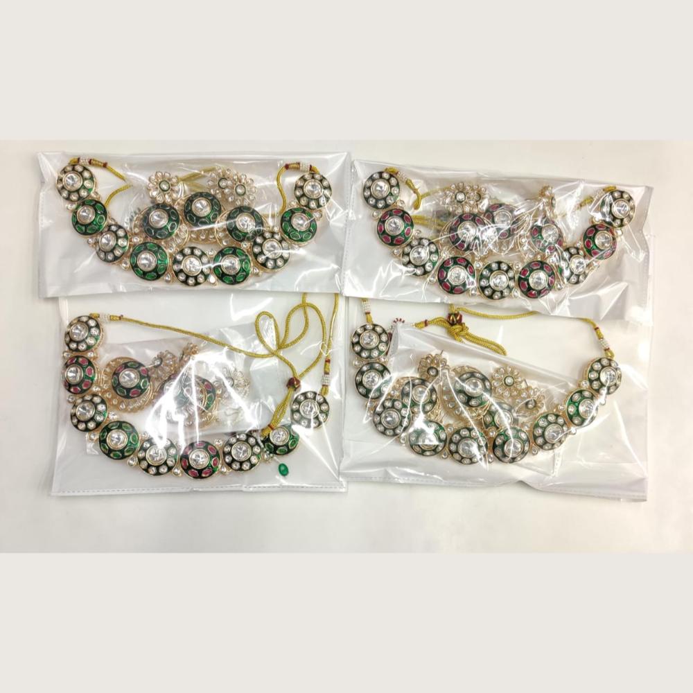 Ridhi Art Jewellery Luxury Pota Stone meenakari Necklace Set