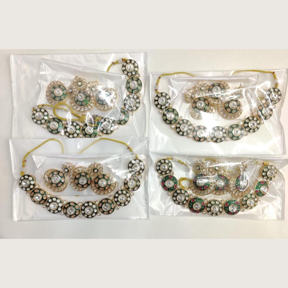 Ridhi Art Jewellery Luxury Pota Stone meenakari Necklace Set