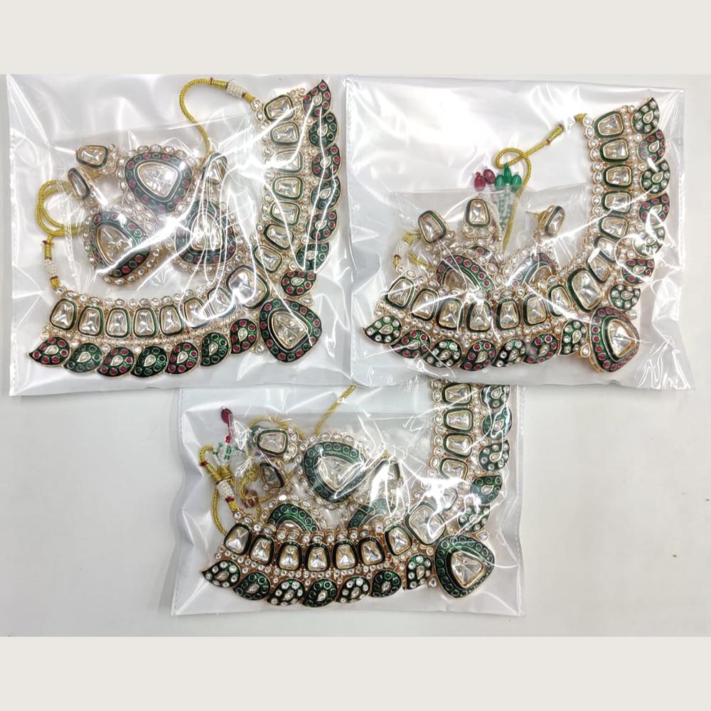 Ridhi Art Jewellery Luxury Pota Stone meenakari Necklace Set